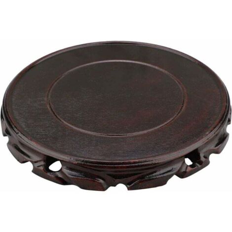Vase rond vintage en bois de palissandre - 20 cm - Support de style oriental - Support pour lampe de table et théière - Base stable pour décoration de la maison - Marron