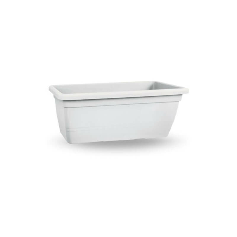 Jardinière rectangulaire blanche avec soucoupe