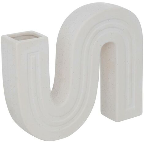 Vase Soliflore Blanc en Céramique sculptée fini texturé H 21 cm - Atmosphera