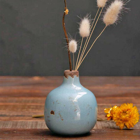 Vase Soliflore céramique bleu ciel 10x10x9cm