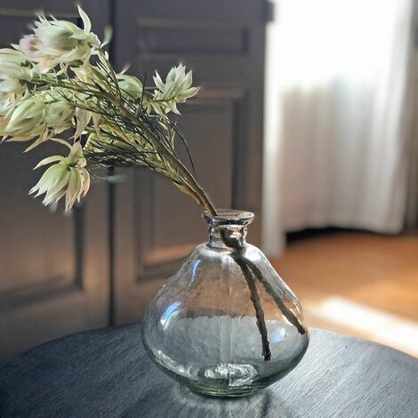 Vase soliflore en verre bosselé transparent 17 x 15 cm - Trasparente