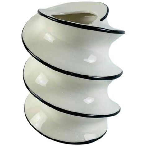 Vase spirale blanc et noir H18,5 cm