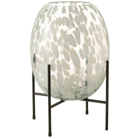 Vase sur Pied Design "Tâche" 38cm Gris & Blanc