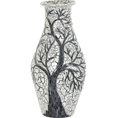 Vase terre cuite design arbres blanc noir zIndex - Blanc noir arborescent