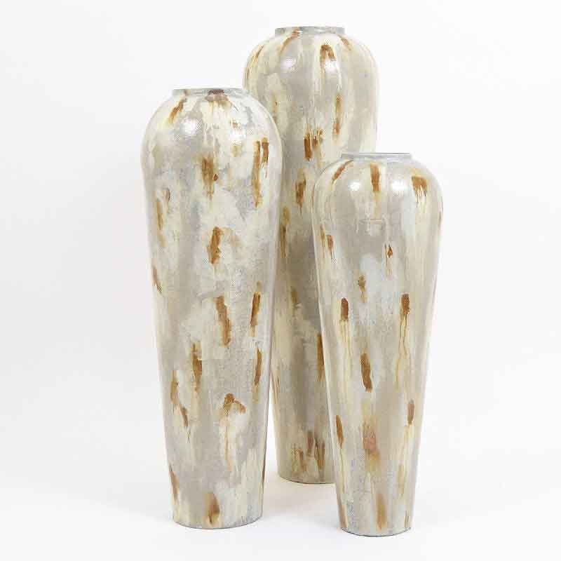 Vase Titiana blanc métal 71x23x23cm