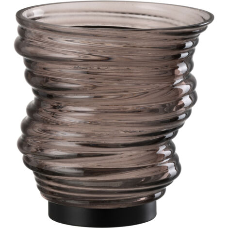 Vase tornade 16x16x17 cm en verre gris et métal - TORD