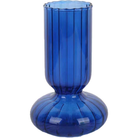 Vase Transparent "Blue Symphony" Multicolore pour Hydroponie et Déco Épurée de Salon (30 cm Hauteur)