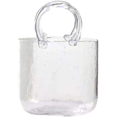 Vase transparent en forme de sac à main, vase à fleurs en verre transparent pour la décoration de la maison et des mariages - couleur transparente