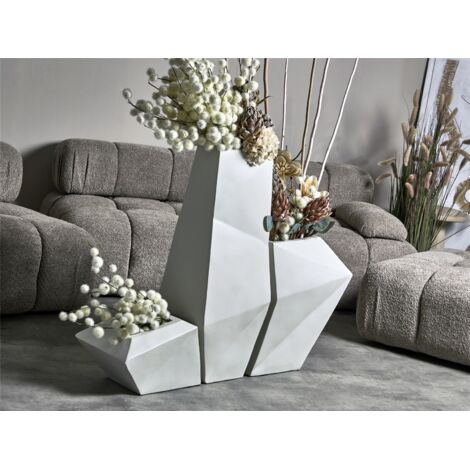 Vase Triple Lignes Géométriques Blanc 91 Cms. 114X32X91 Cms