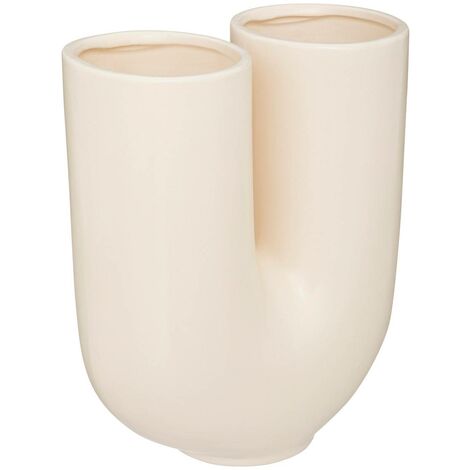 Vase U en Céramique Blanc Chaud H 25 cm - Atmosphera