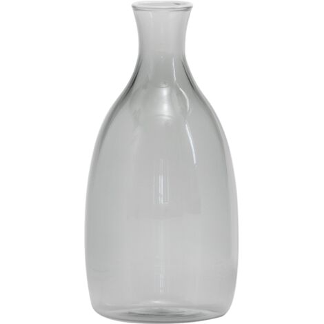 Vase Un Fiore 150 en verre borosilicaté soufflé à la bouche, design élégant couleur grise avec décor blanc, capacité 150 cl, idéal pour bouquets