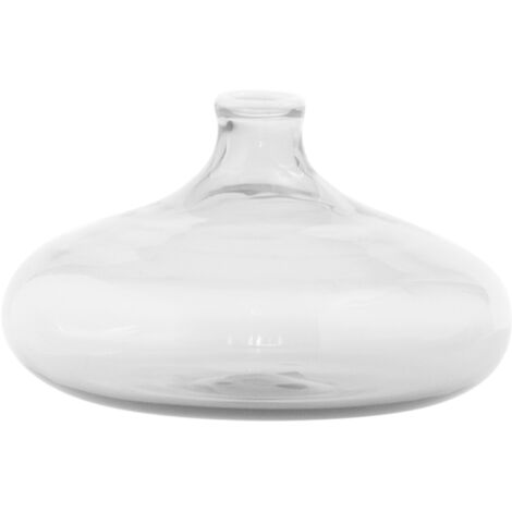 Vase Un Fiore 46 cl en verre borosilicate soufflé à la main, design transparent avec décor blanc, idéal pour tiges uniques et petits rameaux.