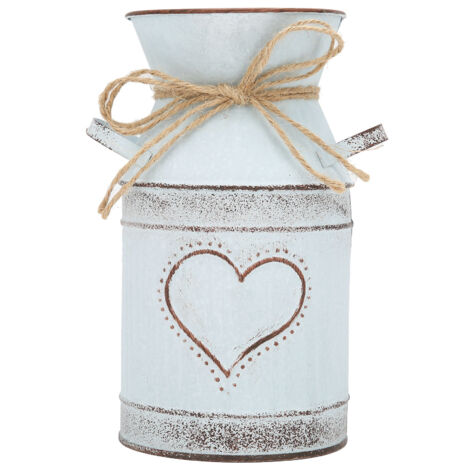 Vase Unique Heart‑shaped and Rope Design Galvanized Iron Vase for Indoor Outdoor Home Office