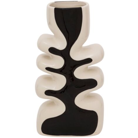 Vase vague Twis céramique noir & blanc H28cm - Atmosphera créateur d'intérieur