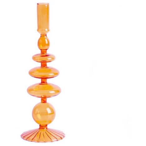 Vase - Vase élégant moderne pour centre de table en verre - Base rayée jaune - Pot floral pour mariage décor maison cadeau - 28cm