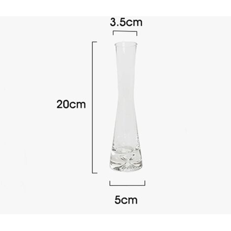 Vase, vase en verre, petit vase en verre transparent de style vintage pour décoration de table de mariage, vase à tige unique pour la maison, le bureau, la décoration de mariage 20 high flat top, une 