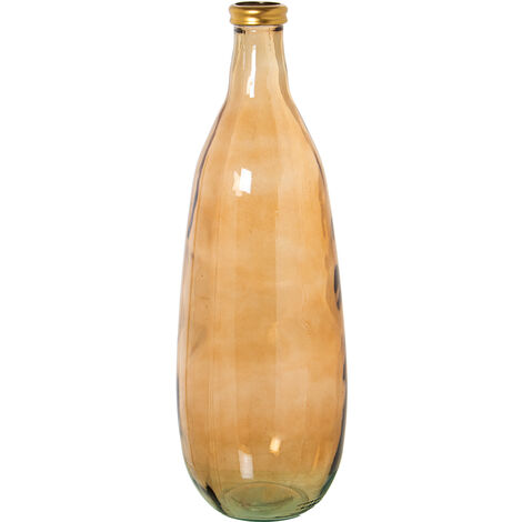 Vase Verre Recyclé 75 Cm Marron Bord Doré °25X75 Cm Bouche:°6 Cm