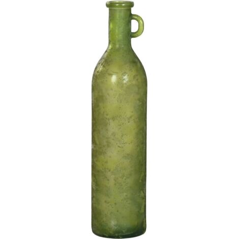 Vase vert en cristal recyclé avec anse style cottage - vert bouteille cristal recyclé