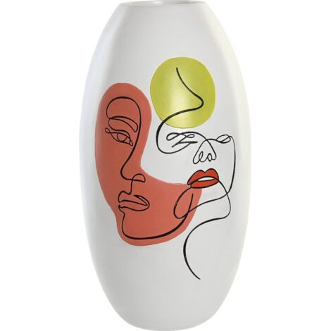 Vase visage abstrait multicolore en résine style scandinave