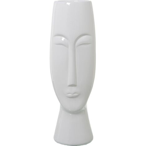 Vase visage design céramique blanche décoration intérieure - Blanc lumineux
