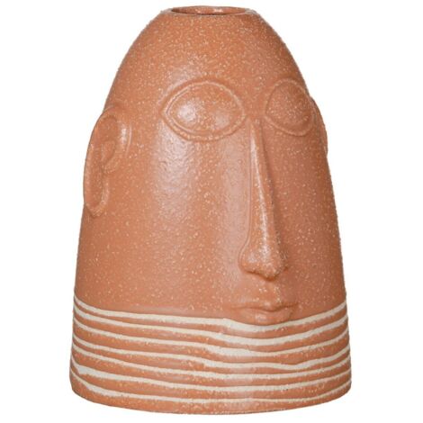 Vase Visage en céramique ocre orange