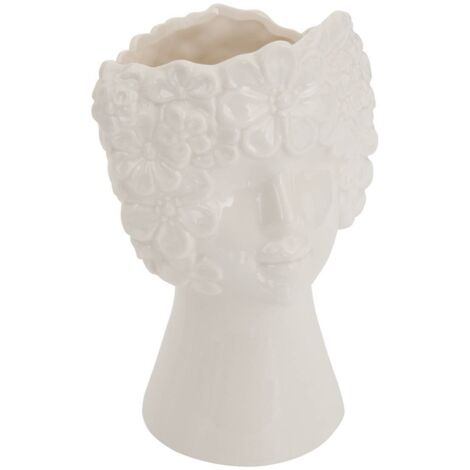 Vase Visage Fleur de rose H21cm blanc - Atmosphera créateur d'intérieur