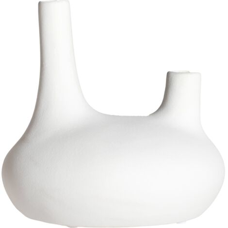 Vase Zick blanc design contemporain en céramique - Blanc élégant nuances naturelles