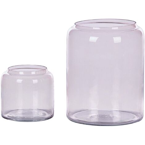 Vases Décoratifs en Verre Violet Transparent Accessoire Fleurs Sèches Lot de 2 Rasam