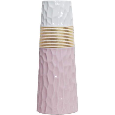 Vases en céramique de 28 cm (11 pouces) finition or blanc et rose - Décoration intérieure et centres de table - Cadeaux pour les amis et la famille, Noël, mariages, enterrements de vie de jeune fille
