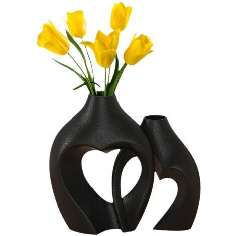 Vases en Céramique en Forme de Cœur, Lot de 2, Décor d'Intérieur Moderne pour Salon Salle à Manger Bureau, Idée Cadeau Mariage Anniversaire Fête des Mères