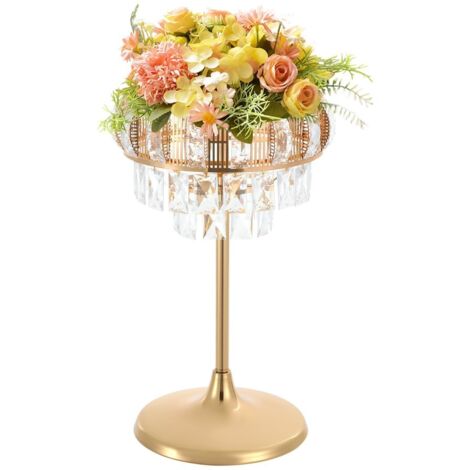 Vases en cristal doré pour centres de table, support métallique de 24cm in pour lustre de table, support rond pour fleurs pour réception de mariage ou fête d'anniversaire, doré petit