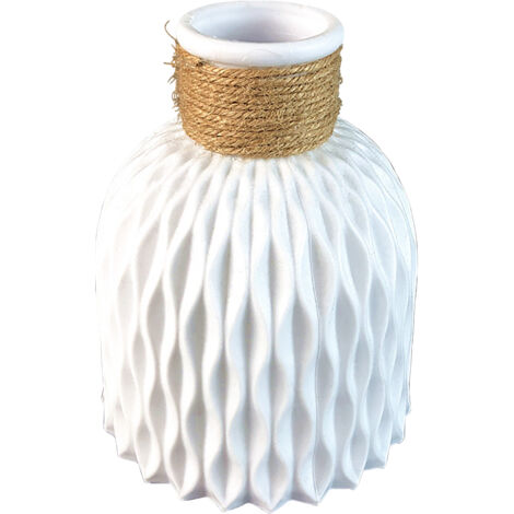 Vases en plastique blanc, résistants et modernes, pour compositions florales, salon, bureau ou mariage.