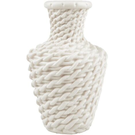 Vases en plastique imitation rotin pour la décoration intérieure (blanc)