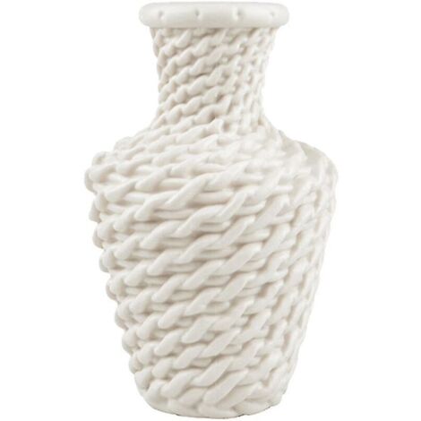 Vases en plastique imitation rotin pour la décoration intérieure (blanc)