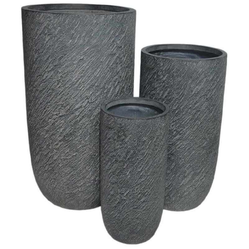 Vases pour les plantes intérieures externes dans les fibres d'argile Ensemble 3 vases Francy