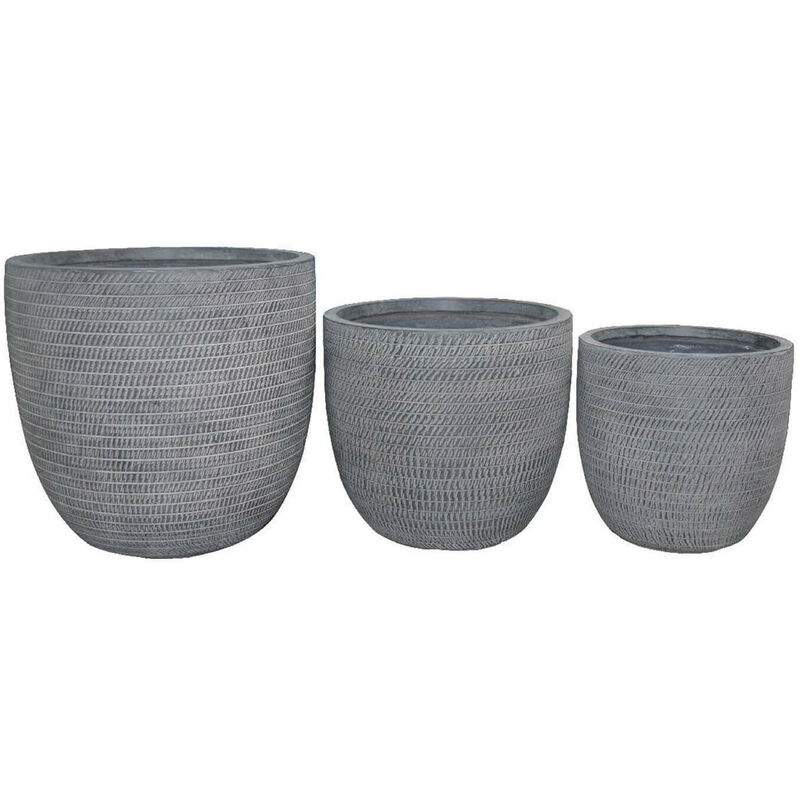 Gardeness - Vases pour plantes intérieures externes dans les fibres d'argile Set 3 navires de Caterina