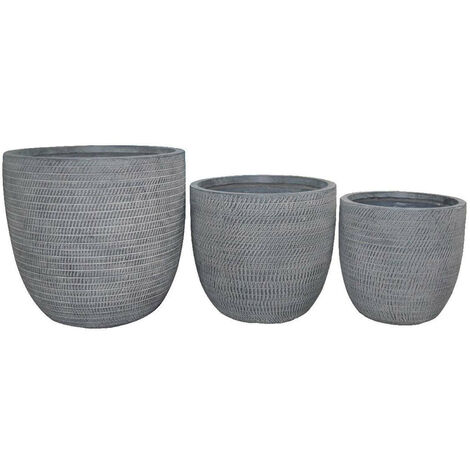 Vases pour plantes intérieures externes dans les fibres d'argile Set 3 navires de Caterina