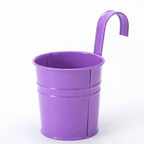 vasi da fiori in metallo sospesi, vaso da fiori in ferro con foro di drenaggio, perfetto per la decorazione del giardino (viola)
