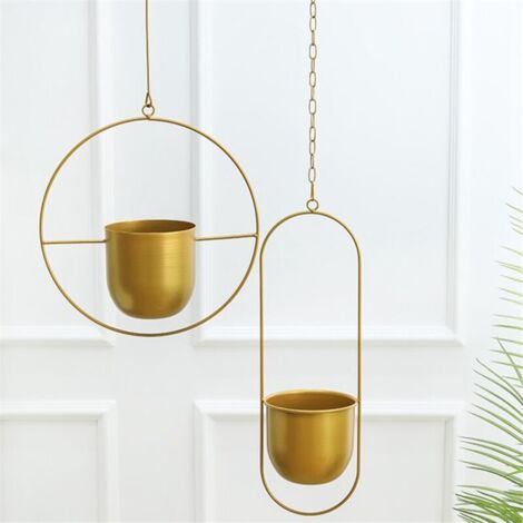 Vasi da fiori minimalisti in metallo sospesi per giardini interni ed esterni, oro-B
