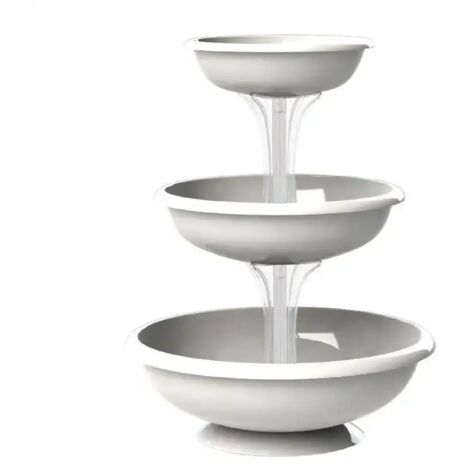 Vasi Fioriera Fontana Kit 3 Ciotole Bianco h64cm per Interno ed Esterno