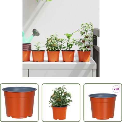 Vasi in plastica - Vaso Rotondo per Fiori 50 pcs Terracotta Ø 15 x 12.5 cm