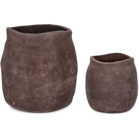 Vasi "Minh" sagomato in terracotta per fiori e piante da esterno set da 2