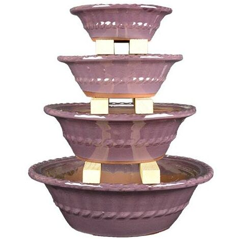 Vasi per bonsai rotondi in gres smaltati rosa-viola (Set da n.4 pezzi) - G238