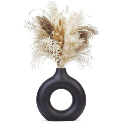 Vasi per Erba della Pampa, Vaso Creativo Decorazioni per la Casa Moderne, Vaso Fatto a Mano in Ceramica Nero Fiori Secchi Ornamenti Artigianali per la Decorazione della Casa dell'Ufficio – S