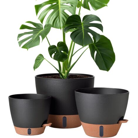 Vasi per Fiori ad Autoirrigazione 30/25/20 cm (12/10/8") – Grandi Fioriere in Plastica con Indicatore del Livello dell'Acqua e Serbatoio, per Piante da Interno ed Esterno