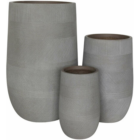 Vasi per piante da interno esterno in fibra di argilla set 3 vasi Gelsomino -  BEIGE