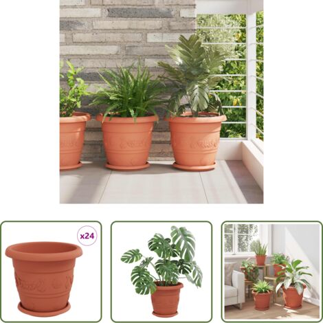 Vasi per piante esterni - Vasi per Piante 24 pcs Rosso Mattone Ø 26 x 21.5 cm Plastica