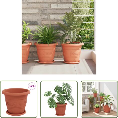Vasi per piante esterni - Vasi per Piante 24 pcs Rosso Mattone Ø 26 x 21.5 cm Plastica