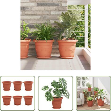 Vasi per piante esterni - Vasi per Piante 6 pcs Rosso Mattone Ø 26 x 21.5 cm Plastica