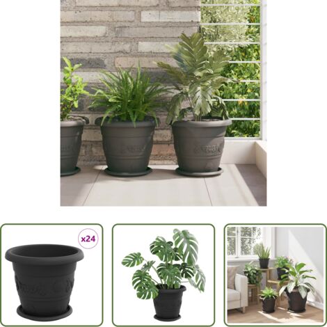 Vasi per piante in plastica - Vasi per Piante 24 pcs Nero Ø 26 x 21.5 cm Plastica